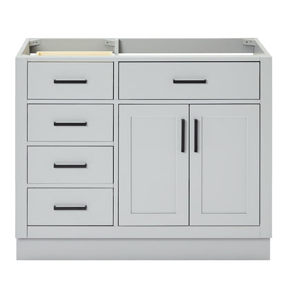 Isabella 42-inch Grey base cabinet on white back ground front view main image