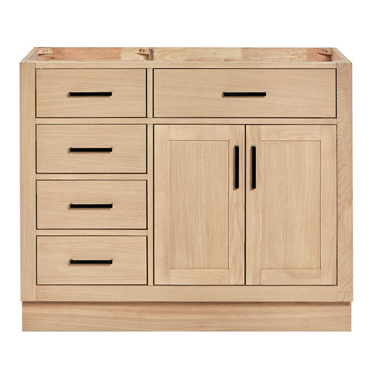 Isabella 42-inch Natural Oak base cabinet on white back ground front view main image