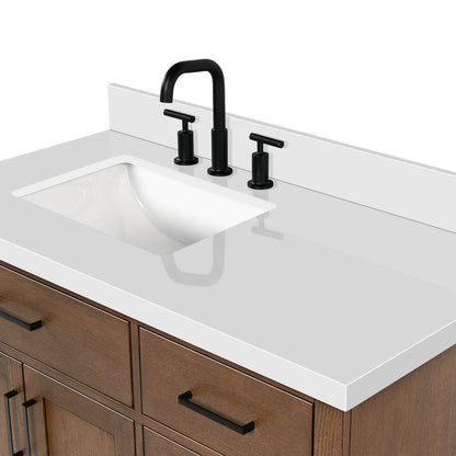Isabella 42-Inch Brown Oak bathroom vanity on white background – product photo 13