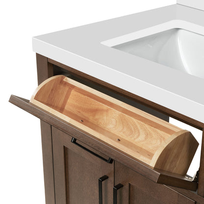 Isabella 42-Inch Brown Oak bathroom vanity on white background – product photo 8