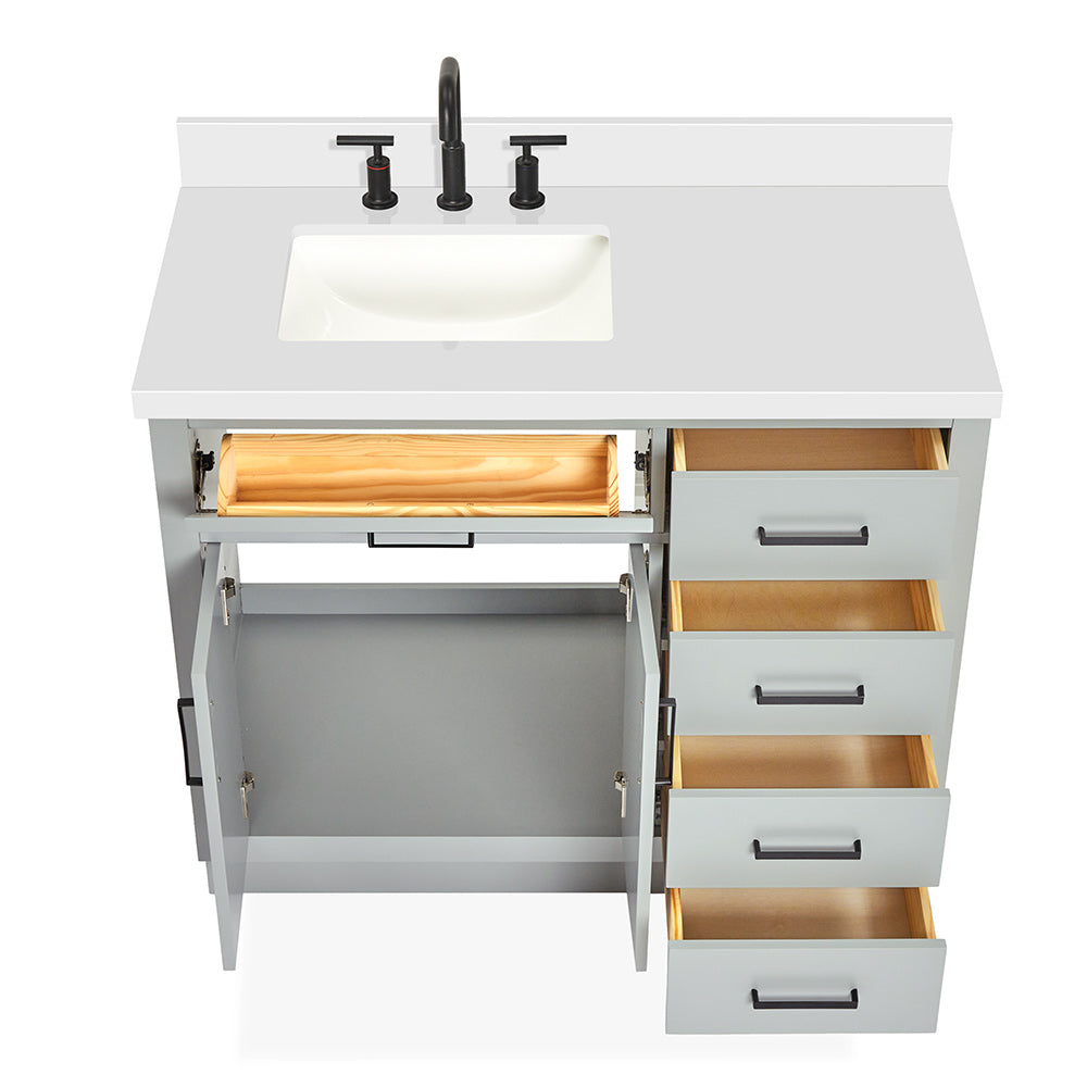 Isabella 42-Inch Grey bathroom vanity on white background – product photo 2
