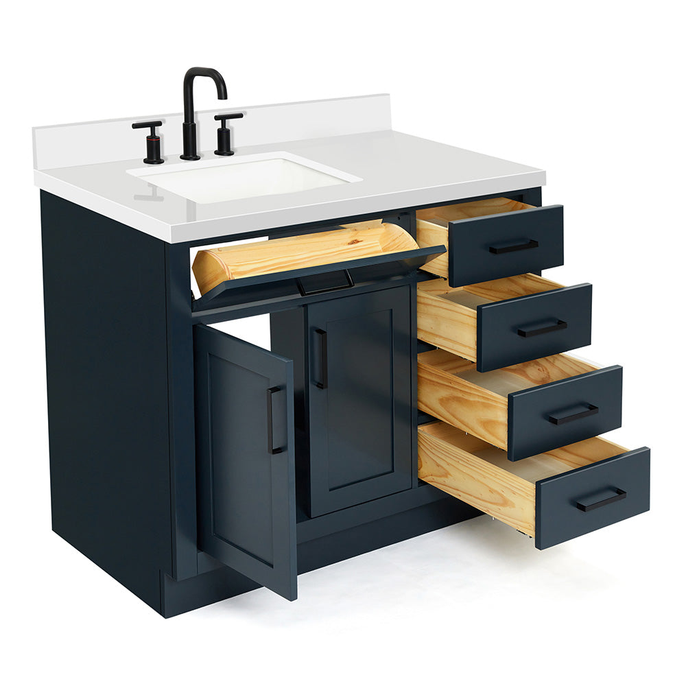 Isabella 42-Inch Midnight Blue bathroom vanity on white background – product photo 1
