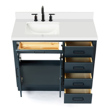 Isabella 42-Inch Midnight Blue bathroom vanity on white background – product photo 2