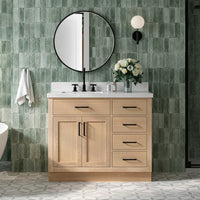 Isabella 42-Inch White Oak bathroom vanity in styled bathroom setting