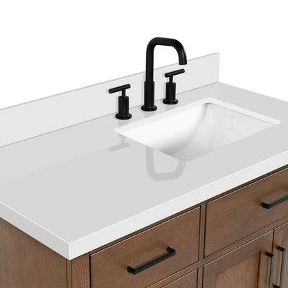 Isabella 42-Inch Brown Oak bathroom vanity on white background – product photo 13