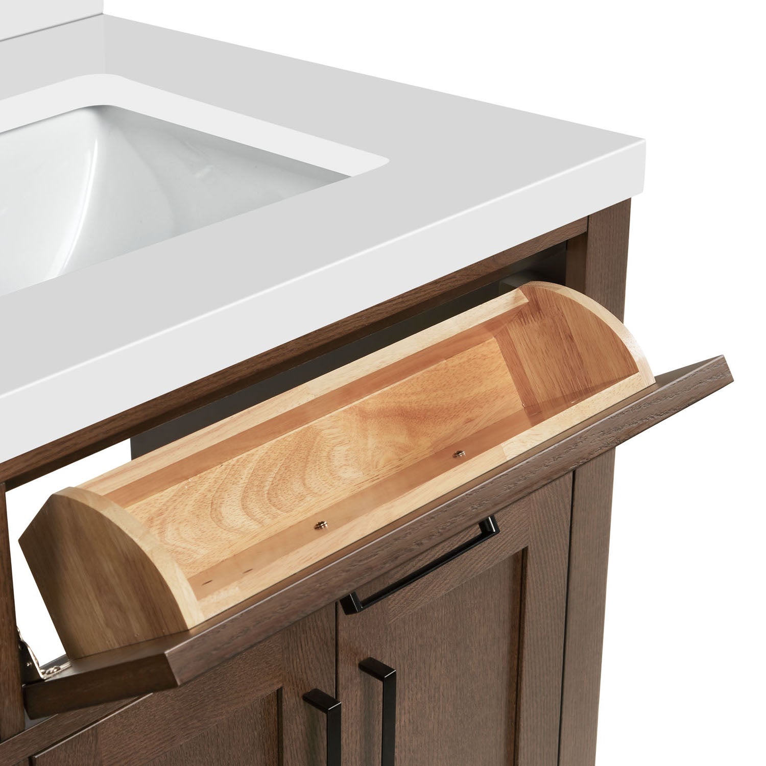 Isabella 42-Inch Brown Oak bathroom vanity on white background – product photo 8