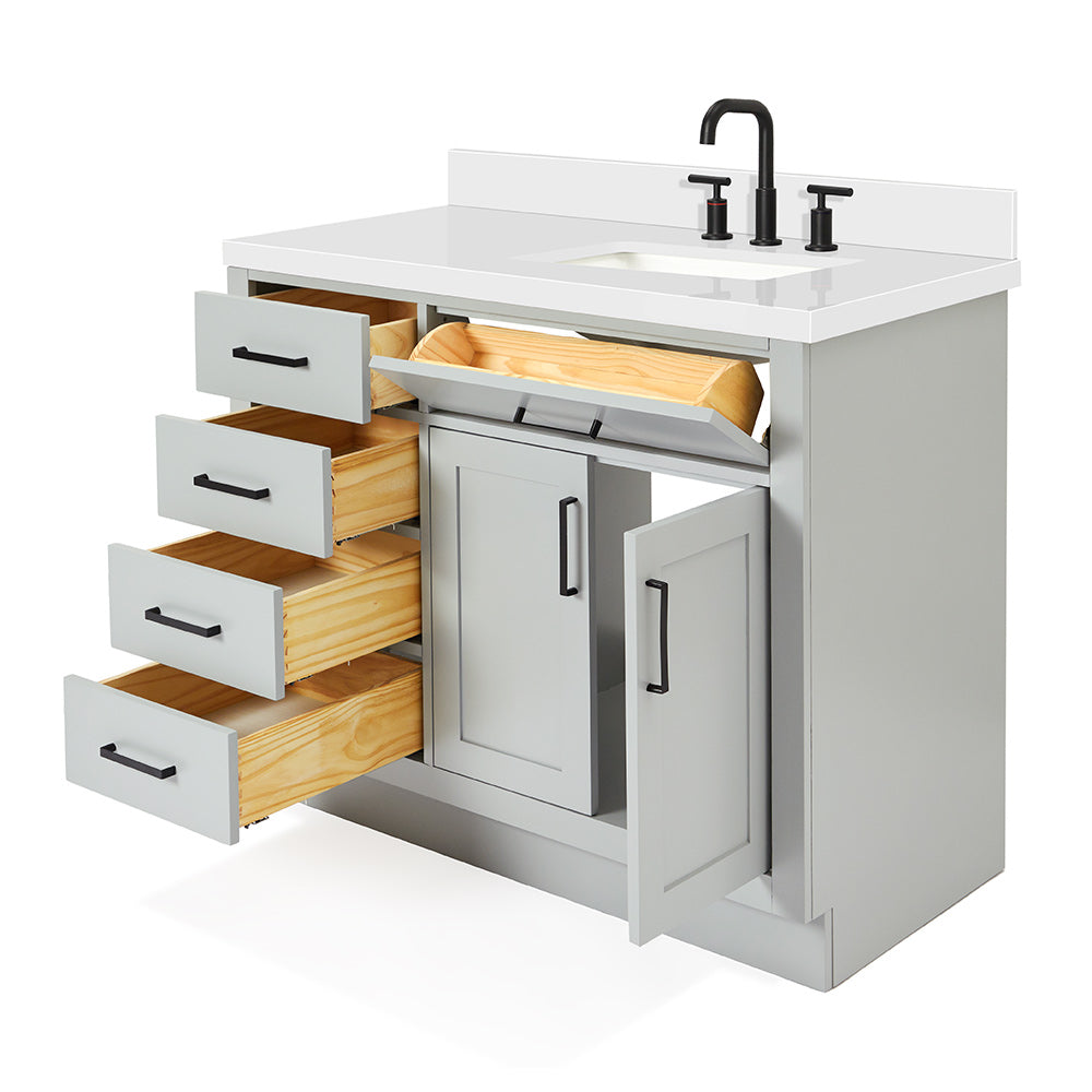 Isabella 42-Inch Grey bathroom vanity on white background – product photo 1