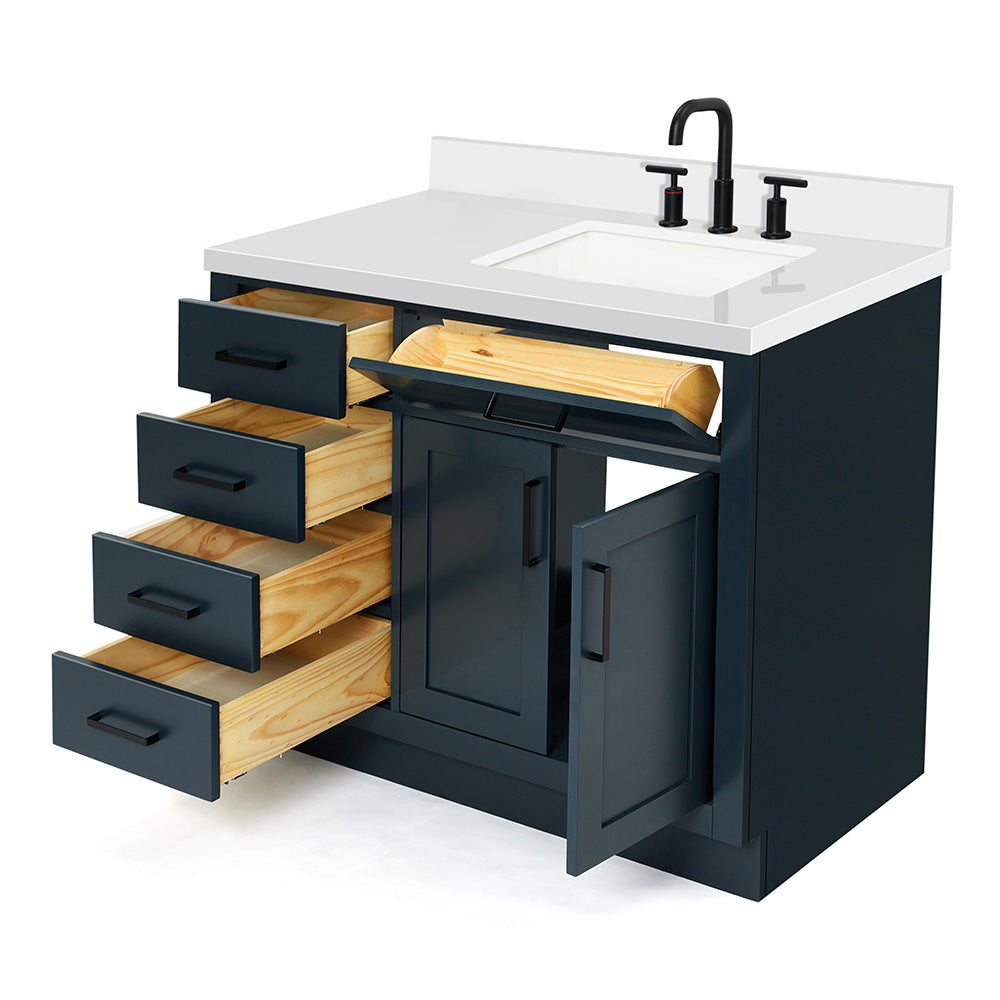 Isabella 42-Inch Midnight Blue bathroom vanity on white background – product photo 1
