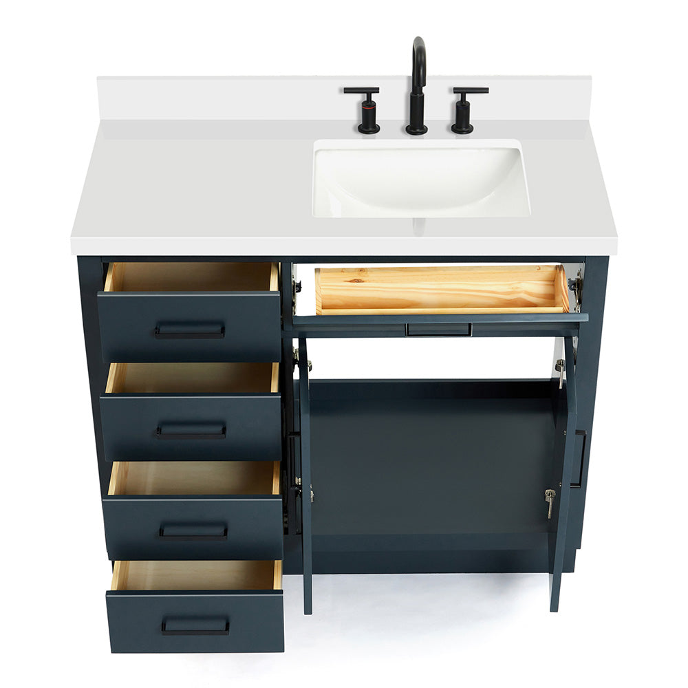 Isabella 42-Inch Midnight Blue bathroom vanity on white background – product photo 2