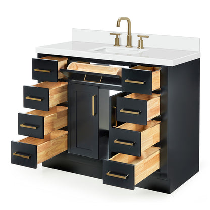 Isabella 42-Inch Black bathroom vanity on white background – product photo 1