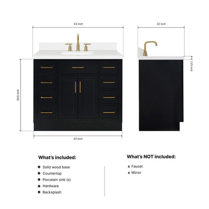 Isabella 42-Inch Black bathroom vanity dimensions