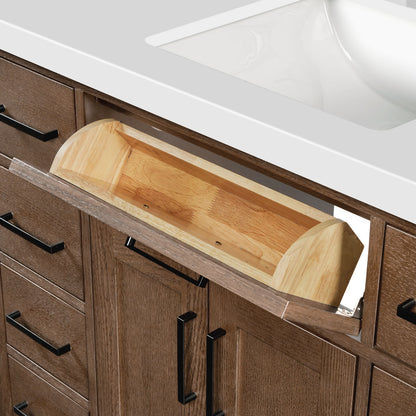 Isabella 42-Inch Brown Oak bathroom vanity on white background – product photo 8