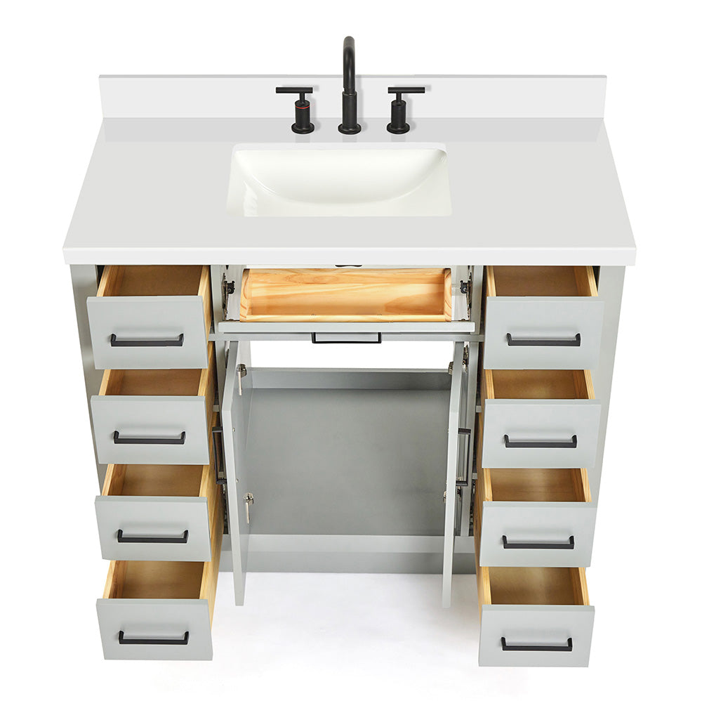 Isabella 42-Inch Grey bathroom vanity on white background – product photo 2