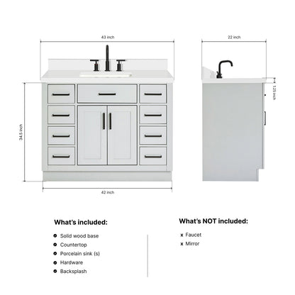 Isabella 42-Inch Grey bathroom vanity dimensions