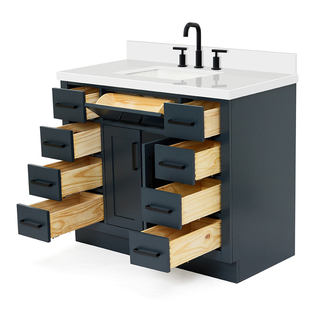 Isabella 42-Inch Midnight Blue bathroom vanity on white background – product photo 1