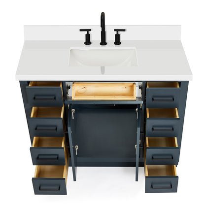Isabella 42-Inch Midnight Blue bathroom vanity on white background – product photo 2