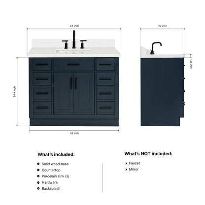 Isabella 42-Inch Midnight Blue bathroom vanity dimensions