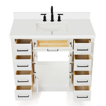 Isabella 42-Inch White bathroom vanity on white background – product photo 2