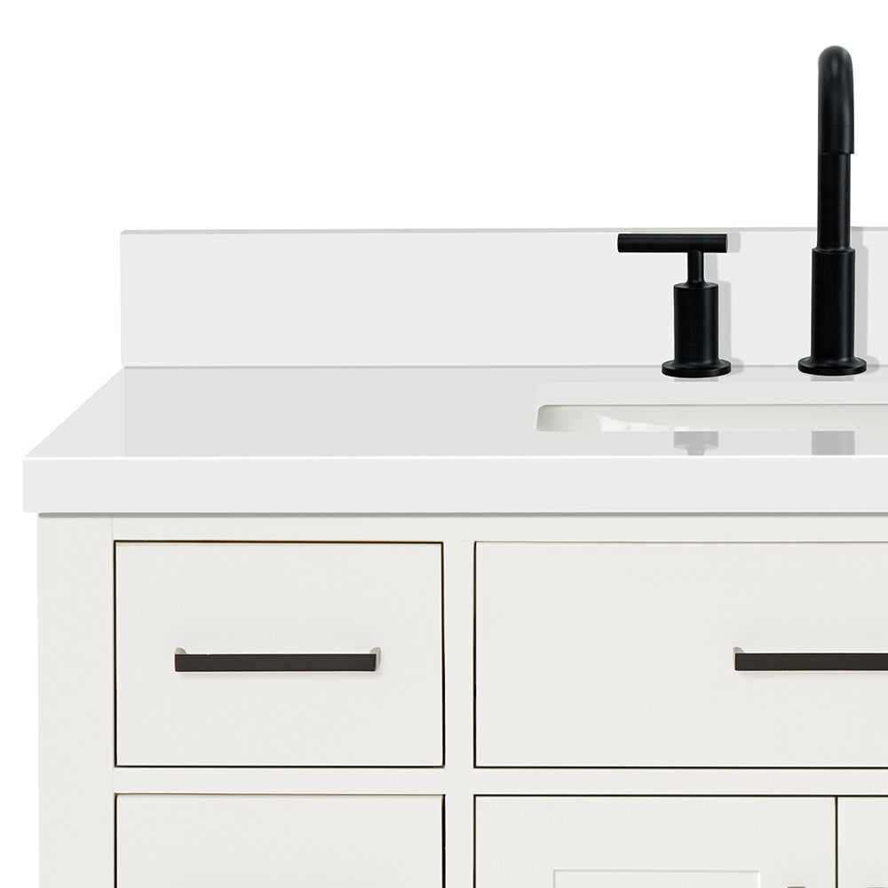 Isabella 42-Inch White bathroom vanity on white background – product photo 5