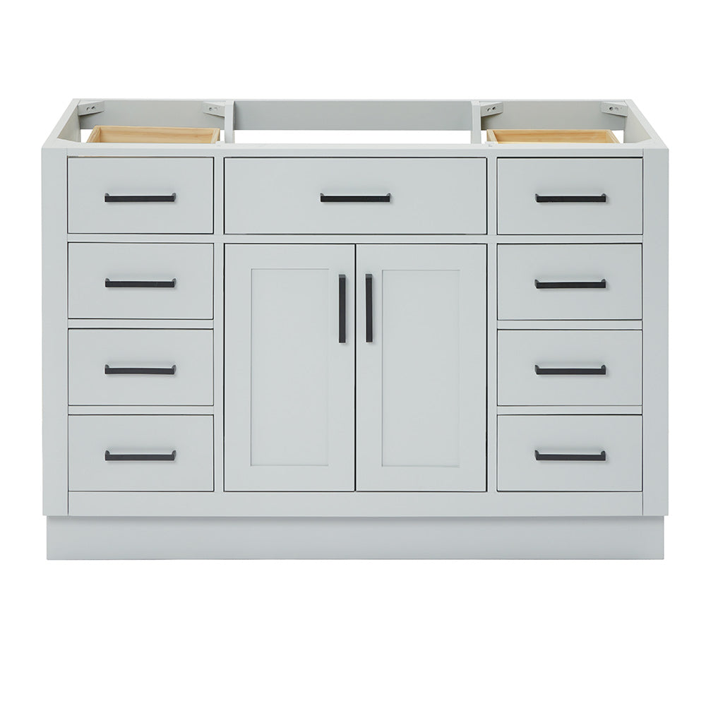 Isabella 48-inch Grey base cabinet on white back ground front view main image