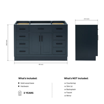 Isabella 48-inch Midnight Blue base cabinet on dimensions