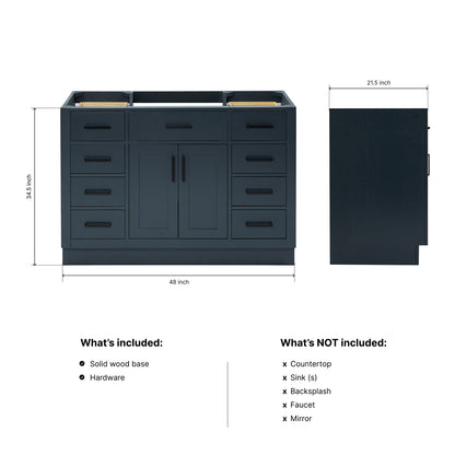 Isabella 48-inch Midnight Blue base cabinet on dimensions