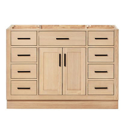 Isabella 48-inch Natural Oak base cabinet on white back ground front view main image