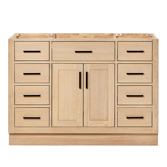 Isabella 48-inch Natural Oak base cabinet on white back ground front view main image