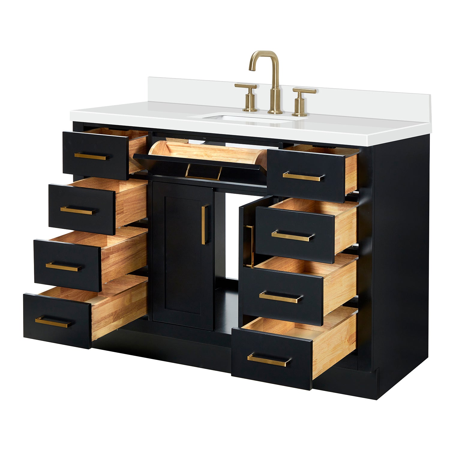 Isabella 48-Inch Black bathroom vanity on white background – product photo 1