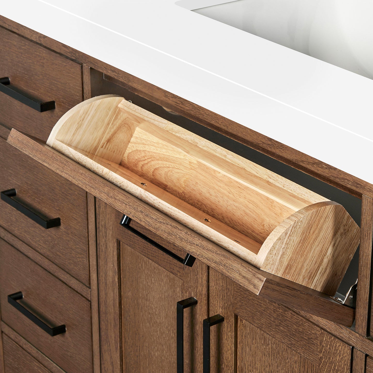 Isabella 48-Inch Brown Oak bathroom vanity on white background – product photo 5