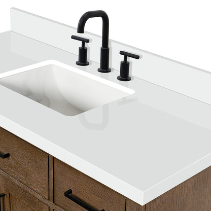 Isabella 48-Inch Brown Oak bathroom vanity on white background – product photo 13
