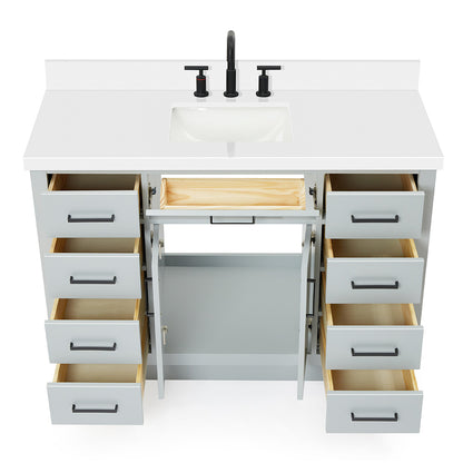 Isabella 48-Inch Grey bathroom vanity on white background – product photo 2