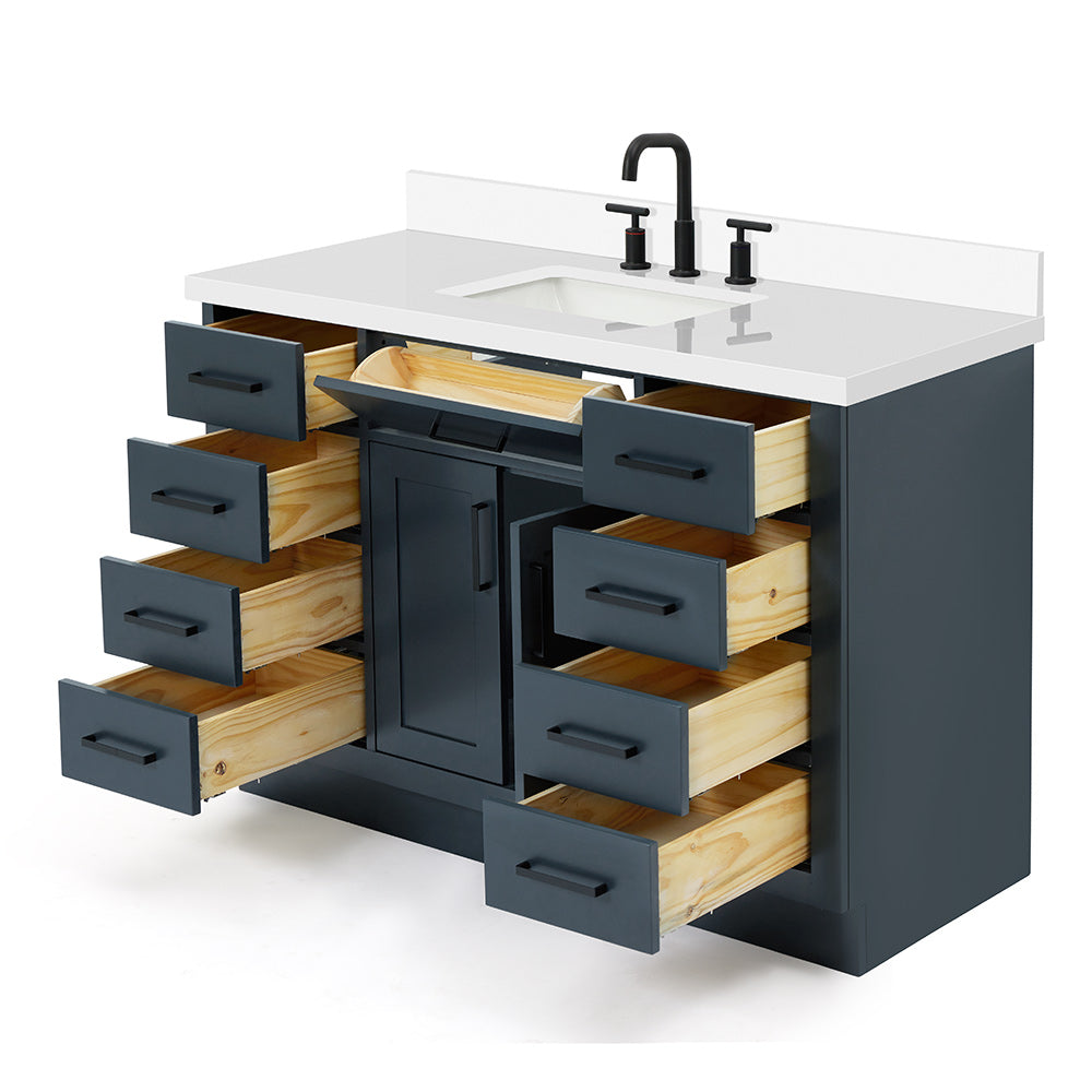 Isabella 48-Inch Midnight Blue bathroom vanity on white background – product photo 1
