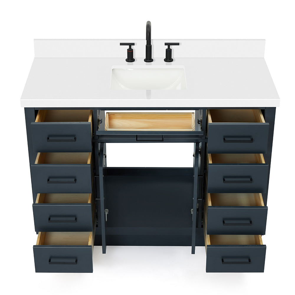 Isabella 48-Inch Midnight Blue bathroom vanity on white background – product photo 2