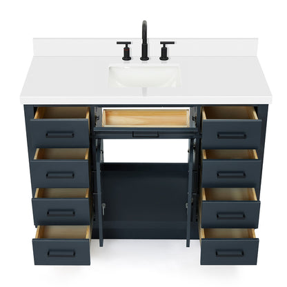 Isabella 48-Inch Midnight Blue bathroom vanity on white background – product photo 2