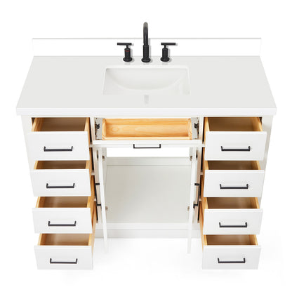 Isabella 48-Inch White bathroom vanity on white background – product photo 2