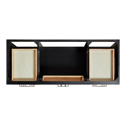 Isabella 54-inch Black base cabinet on white back ground front view open door