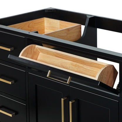 Isabella 54-inch Black base cabinet on white back ground top down