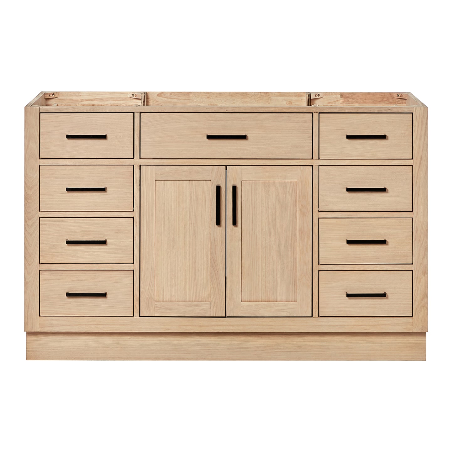 Isabella 54-inch Natural Oak base cabinet on white back ground front view main image
