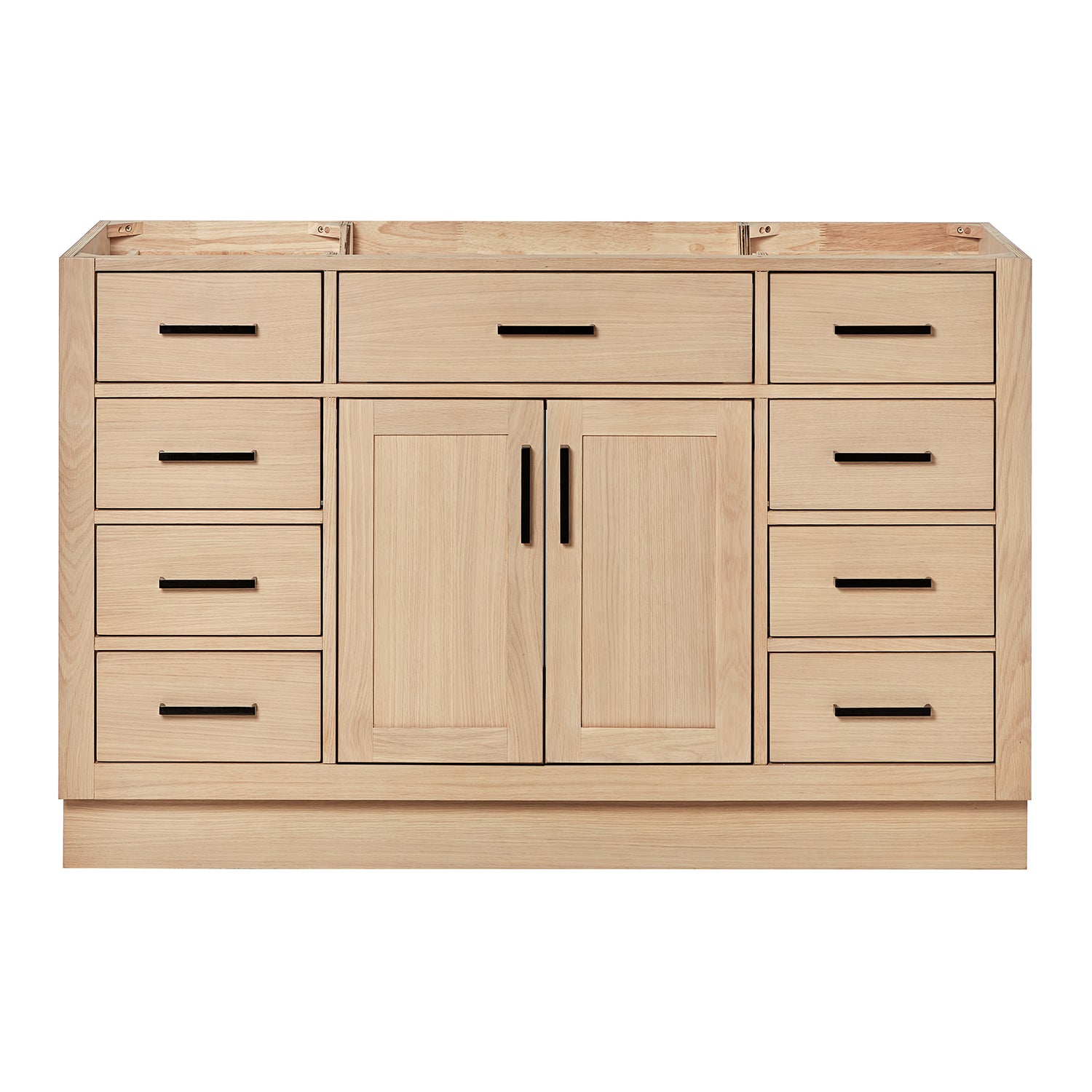 Isabella 54-inch Natural Oak base cabinet on white back ground front view main image