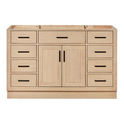 Isabella 54-inch Natural Oak base cabinet on white back ground front view main image