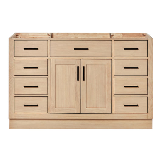 Isabella 54-inch Natural Oak base cabinet on white back ground front view main image