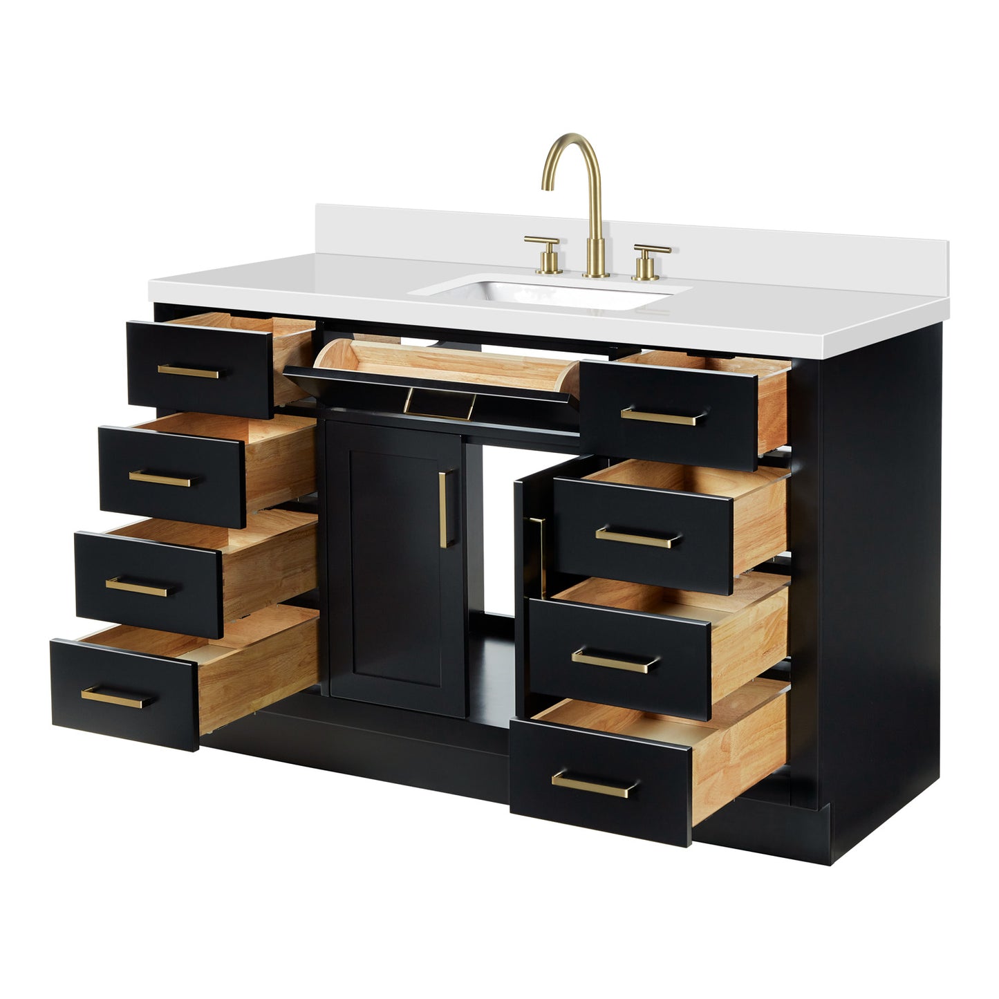 Isabella 54-Inch Black bathroom vanity on white background – product photo 1
