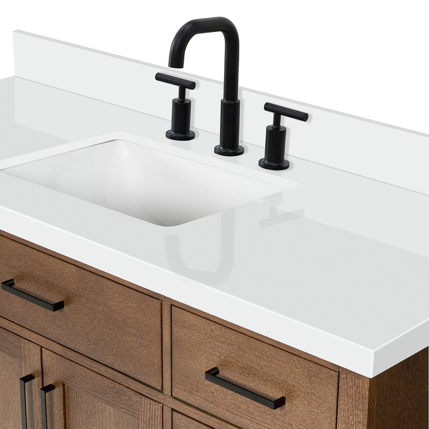 Isabella 54-Inch Brown Oak bathroom vanity on white background – product photo 13