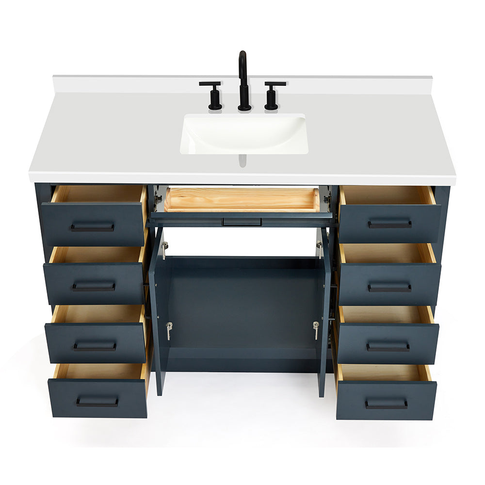 Isabella 54-Inch Midnight Blue bathroom vanity on white background – product photo 2