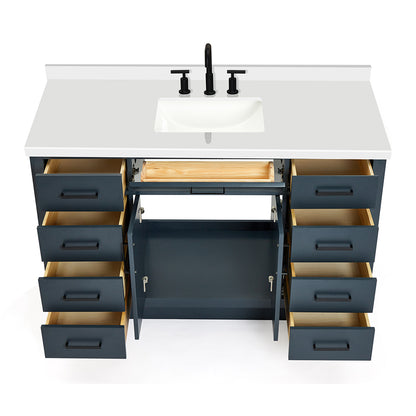 Isabella 54-Inch Midnight Blue bathroom vanity on white background – product photo 2