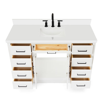 Isabella 54-Inch White bathroom vanity on white background – product photo 2
