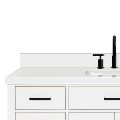 Isabella 54-Inch White bathroom vanity on white background – product photo 5