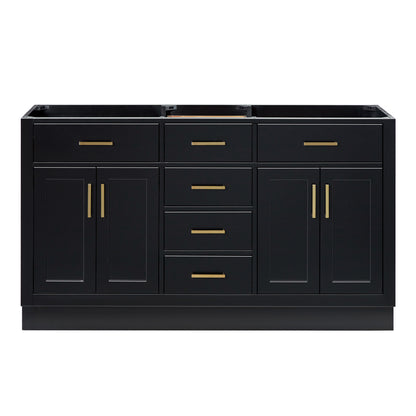Isabella 60-inch Black base cabinet on white back ground front view main image