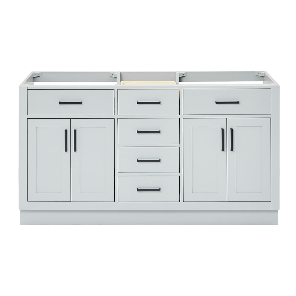 Isabella 60-inch Grey base cabinet on white back ground front view main image